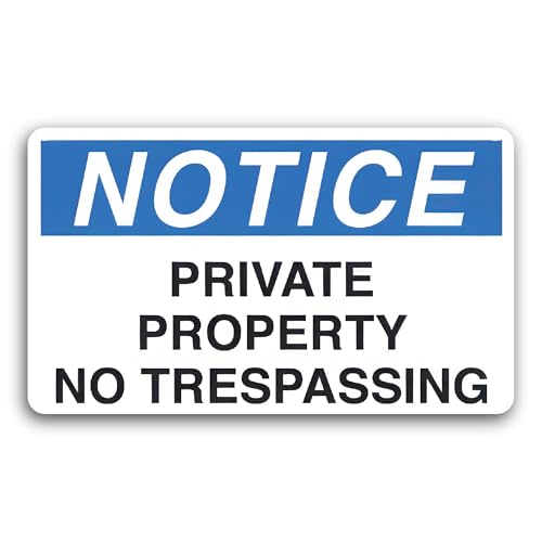 2 (Pieces) 3" and 5" Notice Private Property No Trespassing Decal Sticker, Waterproof Vinyl Decals f