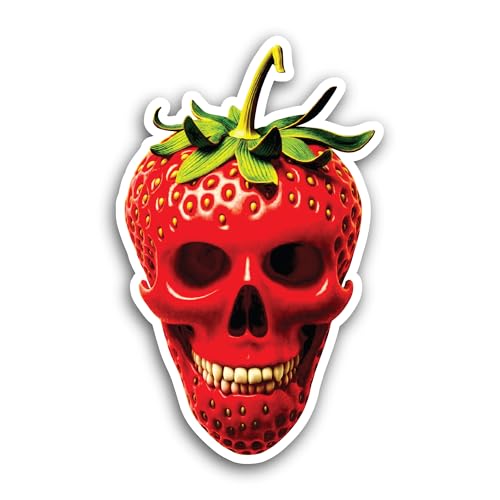 2 (Pieces) 3" and 5" Strawberry Skull Sticker, Waterproof Vinyl Decals for Many Purpose Like Cars, T