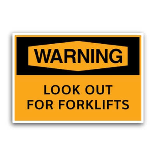 2 (Pieces) 3" and 5" Warning Look Out for Forklifts Symbol Sign Sticker, Waterproof Vinyl Decals for