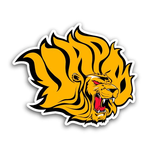 2 (Pieces) 3" and 5" Roaring Yellow Lion Sticker, Waterproof Vinyl Decals for Many Purpose Like Cars