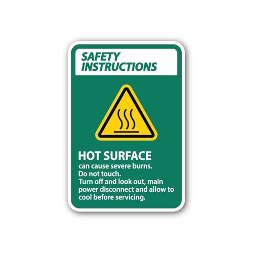 2 (Pieces) 3" and 5" Safety Instructions Hot Surface Sign Sticker, Waterproof Vinyl Decals for Many 