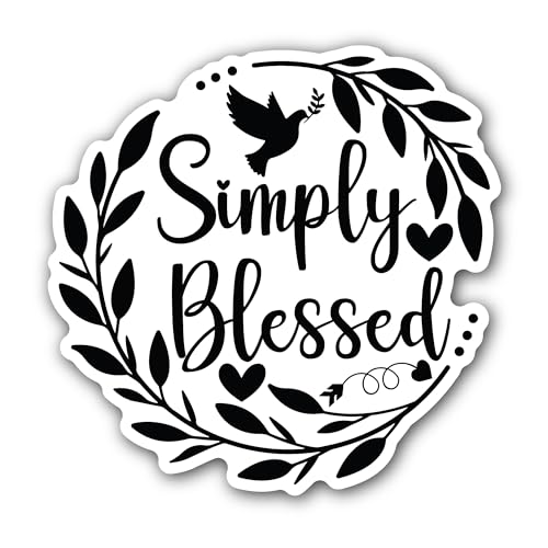 2 (Pieces) 3" and 5" Simply Blessed Black Text Sticker, Waterproof Vinyl Decals for Many Purpose Lik