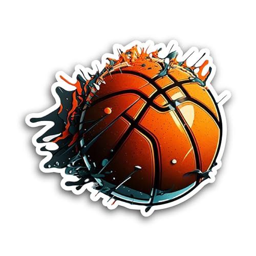 2 (Pieces) 3" and 5" Orange Basketball Sticker, Waterproof Vinyl Decals for Many Purpose Like Cars, 