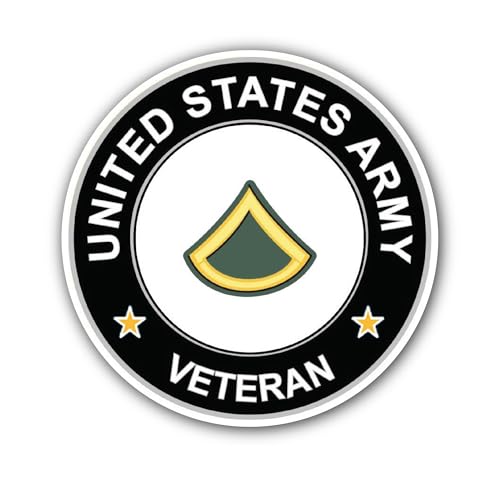 2 (Pieces) 3" and 5" U.S. Army Private First Class Veteran Sticker, Waterproof Vinyl Decals for Many
