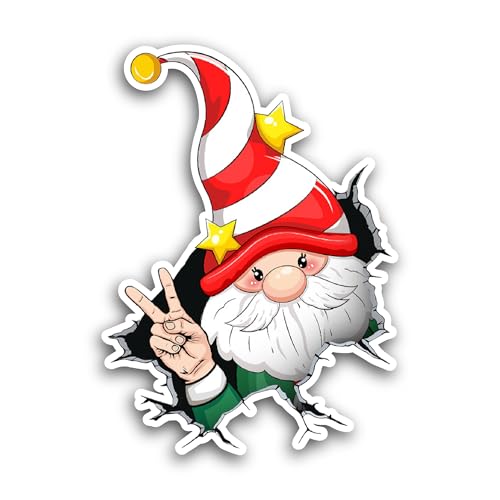 2 (Pieces) 3" and 5" Santa Claus Elf Sticker, Waterproof Vinyl Decals for Many Purpose Like Cars, Tr