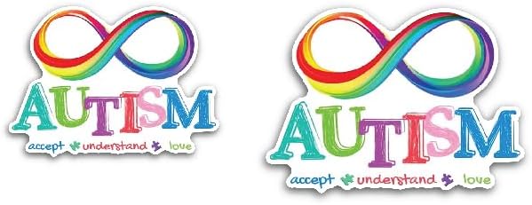 2 (Pieces) 3" and 5" Autism Colour Sign Decal Sticker, Waterproof Vinyl Decals for Many Purpose Like Cars, Trucks, Laptops, Phones, Windows and More