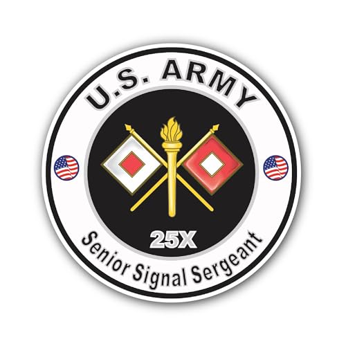 2 (Pieces) 3" and 5" U.S. Army MOS 25X Senior Signal Sergeant Sticker, Waterproof Vinyl Decals for M
