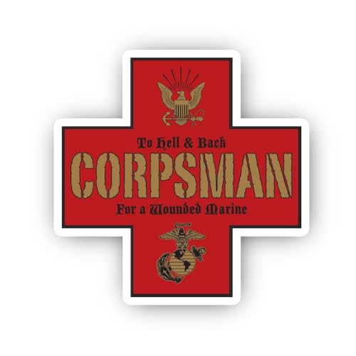 2 (Pieces) 2" and 3" Red Cross with Text and Military Emblems Sticker, Waterproof Vinyl Decals for M