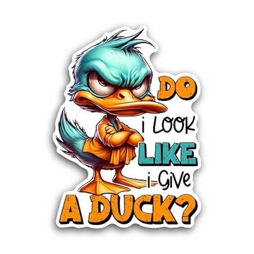 2 (Pieces) 3" and 5" Funny Angry Duck Sticker, Waterproof Vinyl Decals for Many Purpose Like Cars, T