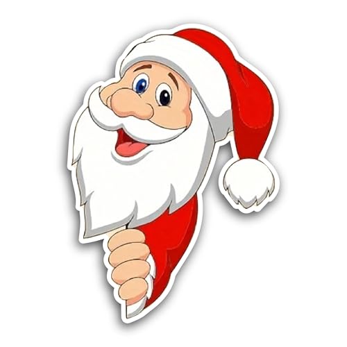 2 (Pieces) 3" and 5" Santa Claus Cartoon Sticker, Waterproof Vinyl Decals for Many Purpose Like Cars