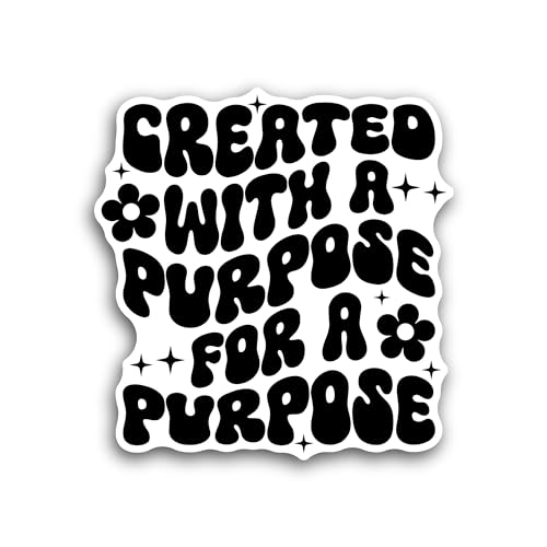 2 (Pieces) 3" and 5" Created with A Purpose Sticker, Waterproof Vinyl Decals for Many Purpose Like C