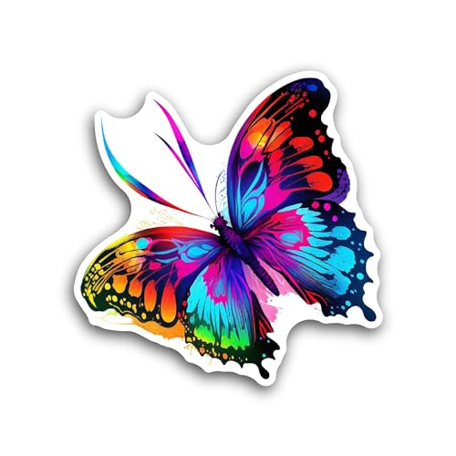 2 (Pieces) 3" and 5" Colorful Butterfly Sticker, Waterproof Vinyl Decals for Many Purpose Like Cars,