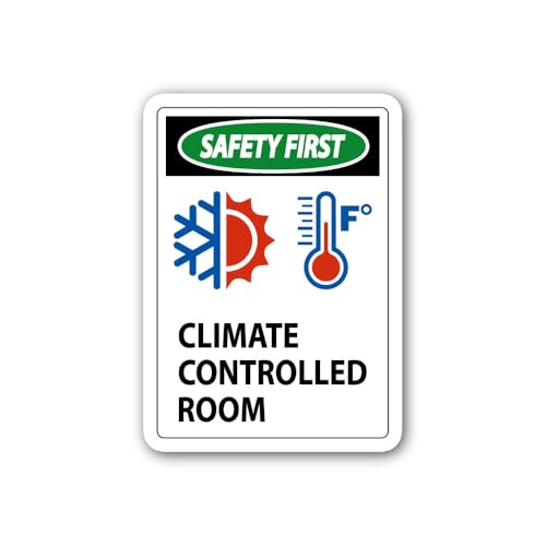 2 (Pieces) 3" and 5" Safety First Climate Controlled Room Sticker, Waterproof Vinyl Decals for Many 