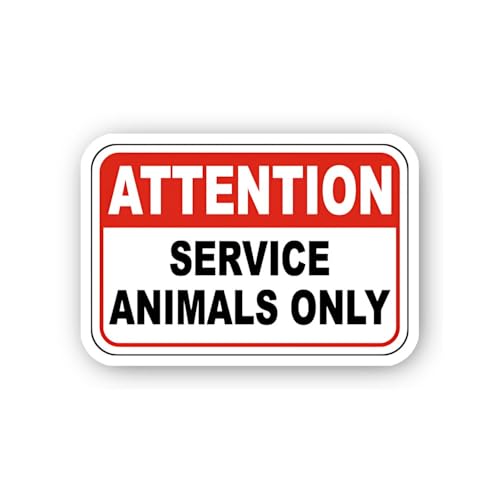 2 (Pieces) 3" and 5" Attention Service Animals Only Sticker, Waterproof Vinyl Decals for Many Purpos