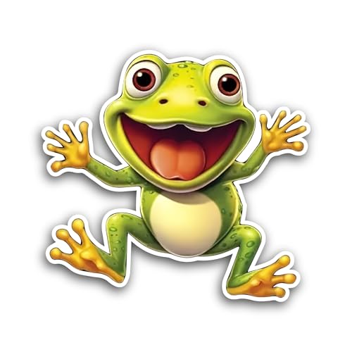 2 (Pieces) 3" and 5" Cute Cartoon Frog Sticker, Waterproof Vinyl Decals for Many Purpose Like Cars, 