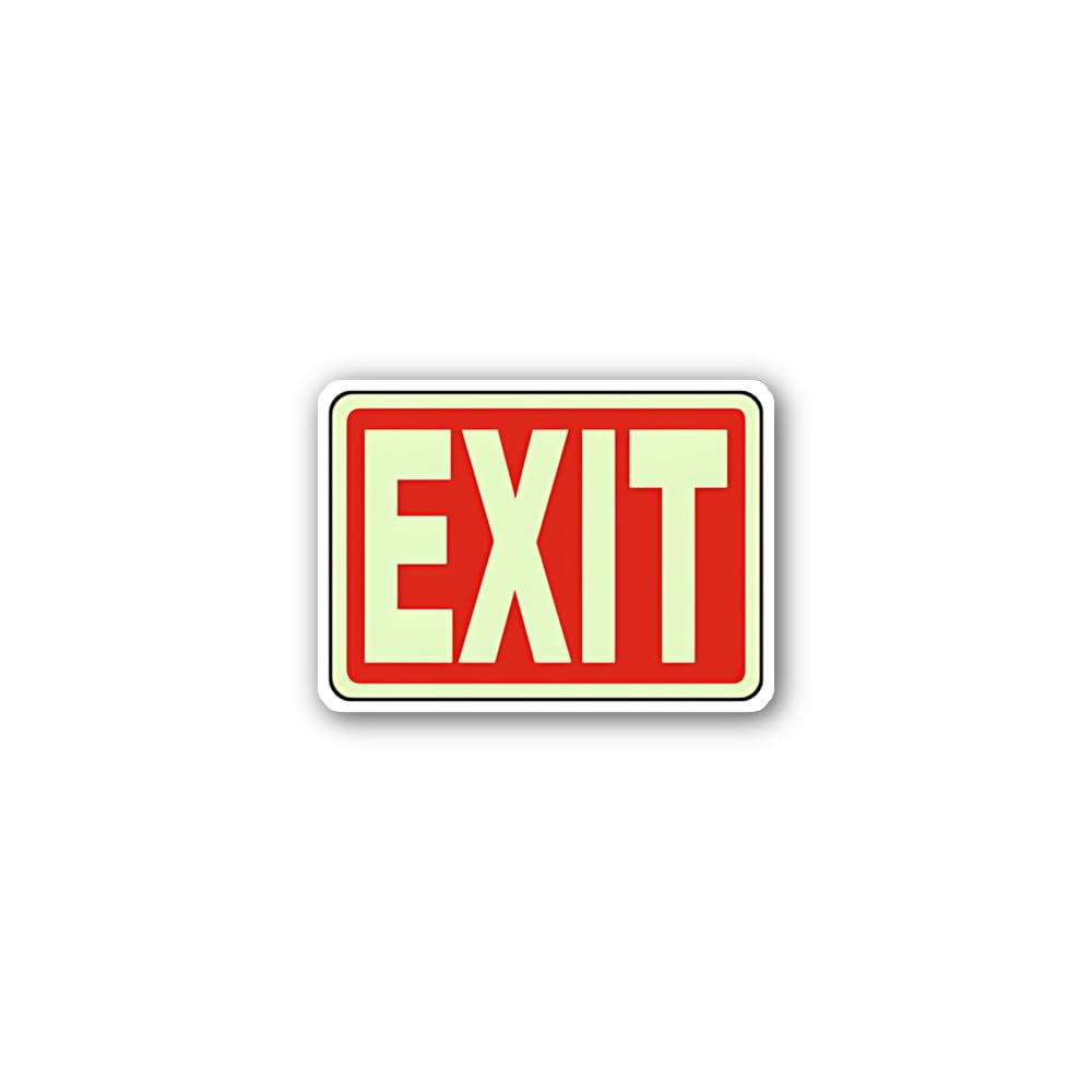 2 (Pieces) 3" and 5" Photoluminescent EXIT Sign Sticker, Waterproof Vinyl Decals for Many Purpose Li