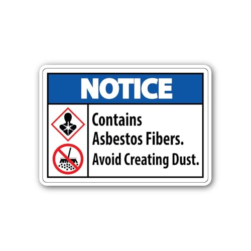 2 (Pieces) 3" and 5" Asbestos Warning Label Sticker, Waterproof Vinyl Decals for Many Purpose Like C