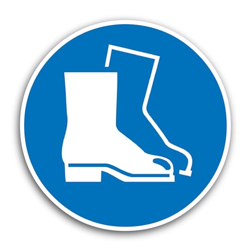 2 (Pieces) 3" and 5" Safety Shoes Sign Sticker, Waterproof Vinyl Decals for Many Purpose Like Cars, 