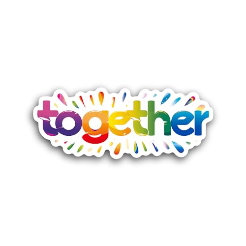 2 (Pieces) 3" and 5" Word Together Colored Text Colored Sticker, Waterproof Vinyl Decals for Many Pu