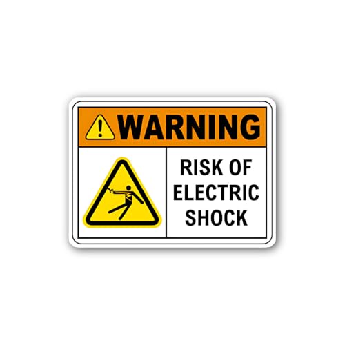 2 (Pieces) 3" and 5" Electrocution Risk Safety Sign Sticker, Waterproof Vinyl Decals for Many Purpos