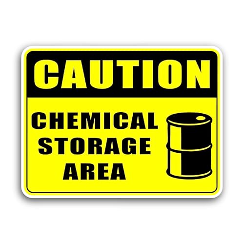 2 (Pieces) 3" and 5" Caution Chemical Storage Area Sticker, Waterproof Vinyl Decals for Many Purpose