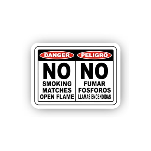 2 (Pieces) 3" and 5" Danger No Smoking Matches or Open Flame Sticker, Waterproof Vinyl Decals for Ma