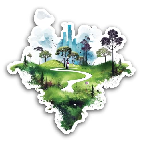 2 (Pieces) 3" and 5" Green City Sticker, Waterproof Vinyl Decals for Many Purpose Like Cars, Trucks,