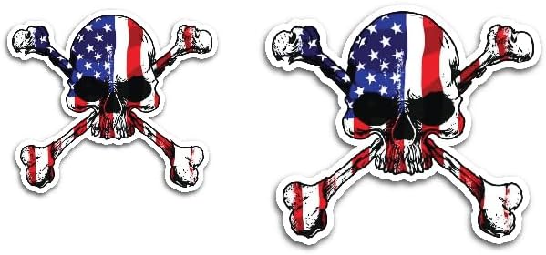 2 (Pieces) 3" and 5" Smiley Face with Skull Danger Sign Waterproof Vinyl Decals for Many Purpose Like Cars, Trucks, Laptops, Phones, Windows and More