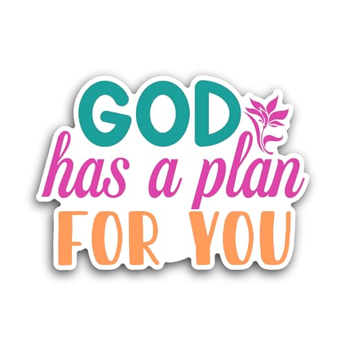 2 (Pieces) 3" and 5" God Has A Plan for You Sticker, Waterproof Vinyl Decals for Many Purpose Like C