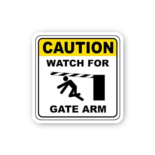 2 (Pieces) 3" and 5" Caution Watch for Gate Arm Sticker, Waterproof Vinyl Decals for Many Purpose Li