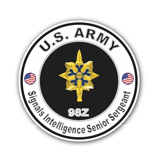 2 (Pieces) 3" and 5" U.S. Army MOS 98Z Signals Intelligence Senior Sergeant Sticker, Waterproof Viny