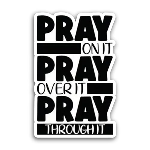 2 (Pieces) 3" and 5" Pray On It Message Sticker, Waterproof Vinyl Decals for Many Purpose Like Cars,