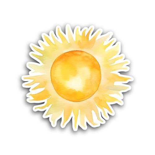 2 (Pieces) 3" and 5" Shining Sun Sticker, Waterproof Vinyl Decals for Many Purpose Like Cars, Trucks