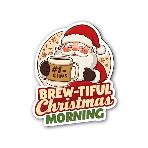 2 (Pieces) 3" and 5" Santa Claus with Sack of Gifts Sticker, Waterproof Vinyl Decals for Many Purpos