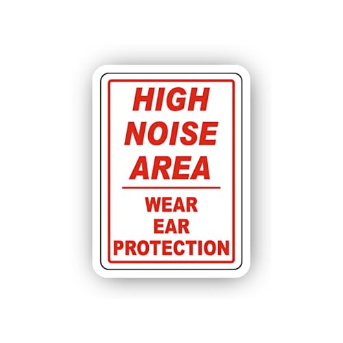 2 (Pieces) 3" and 5" Red High Noise Area Warning Sticker, Waterproof Vinyl Decals for Many Purpose L