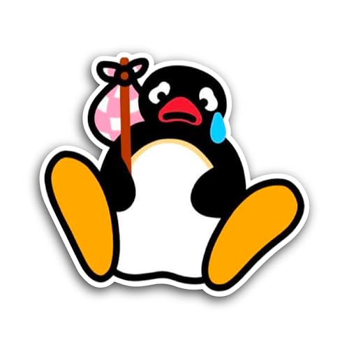 2 (Pieces) 3" and 5" Sad Penguin Sticker, Waterproof Vinyl Decals for Many Purpose Like Cars, Trucks
