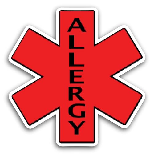 2 (Pieces) 3" and 5" Allergy Sticker, Waterproof Vinyl Decals for Many Purpose Like Cars, Trucks, La