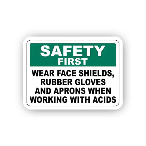 2 (Pieces) 3" and 5" PPE for Acid Work Sign Sticker, Waterproof Vinyl Decals for Many Purpose Like C