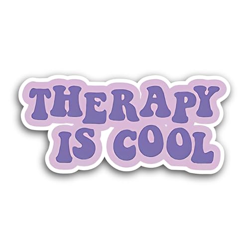 2 (Pieces) 3" and 5" Therapy is Cool Text Sticker, Waterproof Vinyl Decals for Many Purpose Like Car