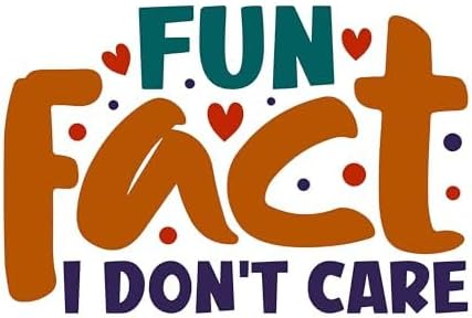 Inspirational Quote "Fun Fact I Don't Care" Great Gift Motivational Sticker Vinyl Decal Motivation Stickers- 5" Vinyl Sticker Waterproof