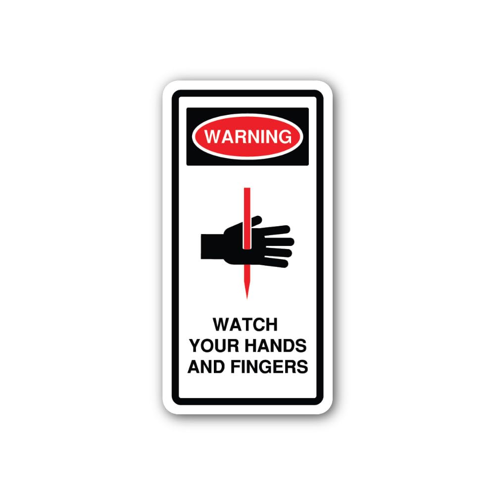 2 (Pieces) 3" and 5" Hands and Fingers Could get Caught Sticker, Waterproof Vinyl Decals for Many Pu