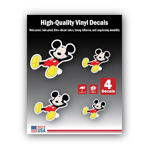4-Piece 4 Sizes Cute Mouse Vinyl Decal Set – Waterproof Indoor/Outdoor UV/Fade Resistant Stickers (4
