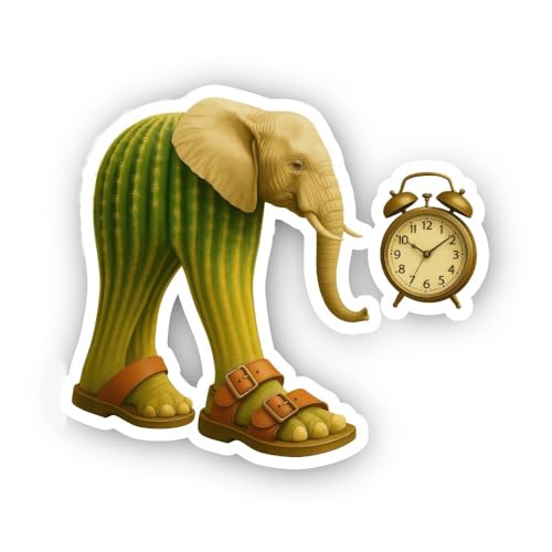 2 (Pieces) 3" and 5" Elephant Cactus Sticker, Waterproof Vinyl Decals for Many Purpose Like Cars, Tr