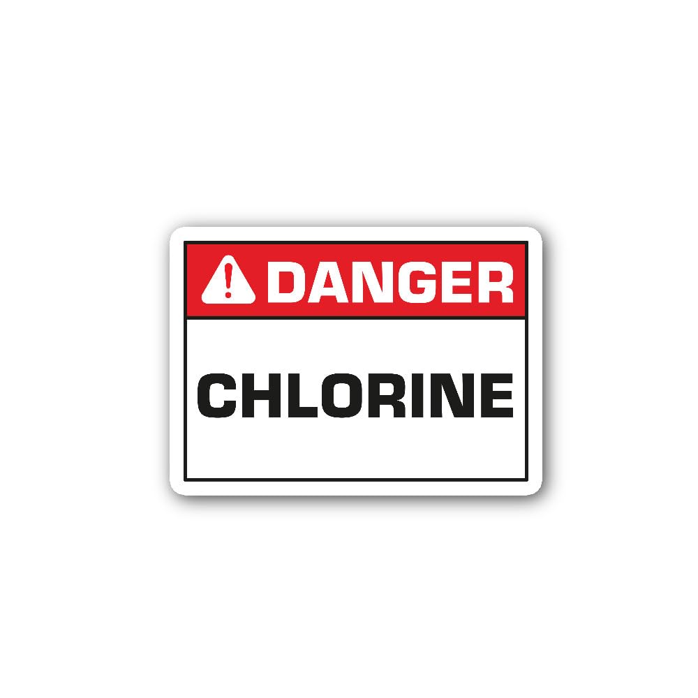 2 (Pieces) 3" and 5" Danger Chlorine Sticker, Waterproof Vinyl Decals for Many Purpose Like Cars, Tr