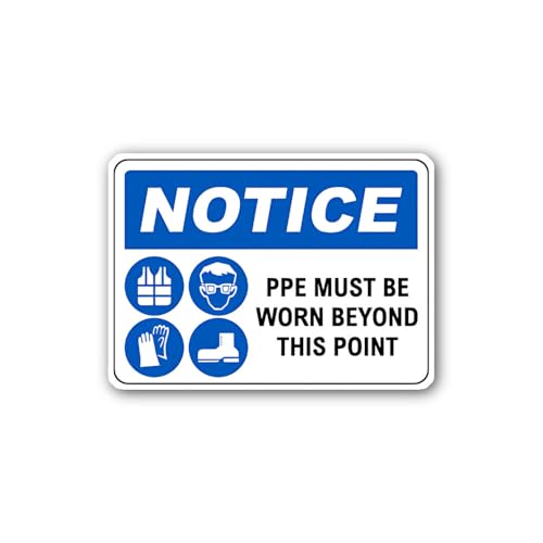 2 (Pieces) 3" and 5" Entry Point PPE Mandatory Notice Sticker, Waterproof Vinyl Decals for Many Purp