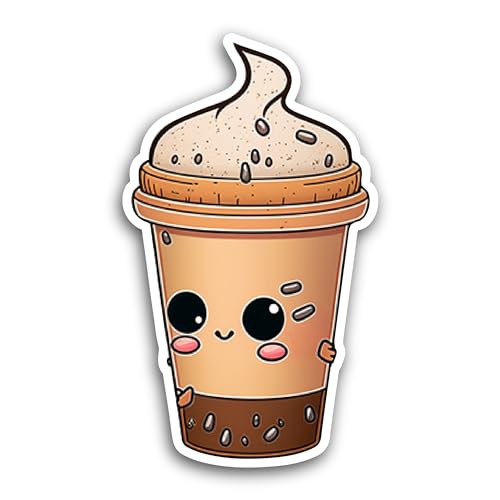 2 (Pieces) 3" and 5" Iced Coffee Sticker, Waterproof Vinyl Decals for Many Purpose Like Cars, Trucks