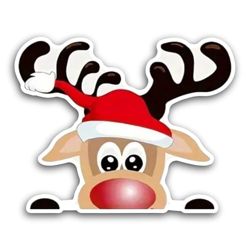2 (Pieces) 3" and 5" Christmas Elk Sticker, Waterproof Vinyl Decals for Many Purpose Like Cars, Truc