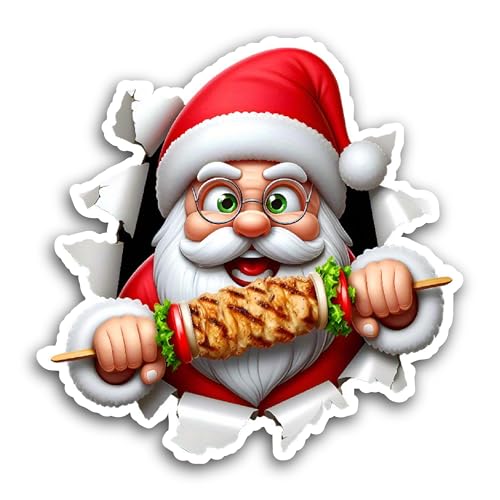 2 (Pieces) 3" and 5" Funny Santa Sticker, Waterproof Vinyl Decals for Many Purpose Like Cars, Trucks