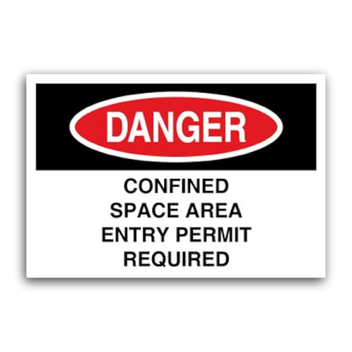 2 (Pieces) 3" and 5" Confined Space Area Entry Permit Required Sign Sticker, Waterproof Vinyl Decals
