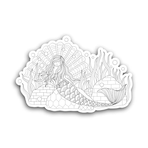 2 (Pieces) 3" and 5" Mermaid Art Decals Sticker, Waterproof Vinyl Decals for Many Purpose Like Cars,